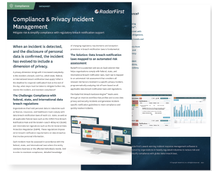 Compliance & Privacy Incident Management Datasheet | RadarFirst