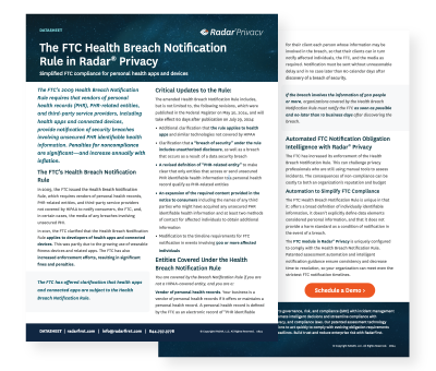 The FTC Health Breach Notification Rule in Radar® Privacy