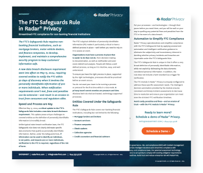 The FTC Safeguards Rule in Radar® Privacy