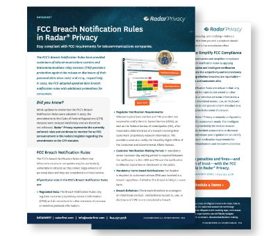 FCC Breach Notification Rules in Radar® Privacy