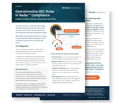 Operationalize SEC Rules in Radar® Compliance